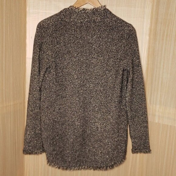 Zara Knit Womens Metallic Distressed Open Front Cardigan Sweater Medium - Picture 2 of 9